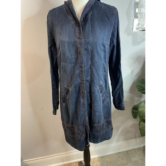 Moda İlgi Embroidered Tencel Long Jacket With Pockets - Picture 8 of 16